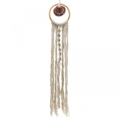 Cintre décoratif maritime, pendentif coquillage décoration macramé 45×11.5cm
