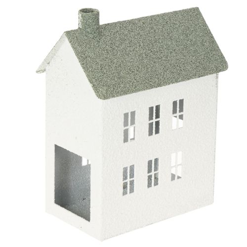 Deko maison en métal blanc avec fenêtres et cheminée 22 cm acheter | Floristik24.fr