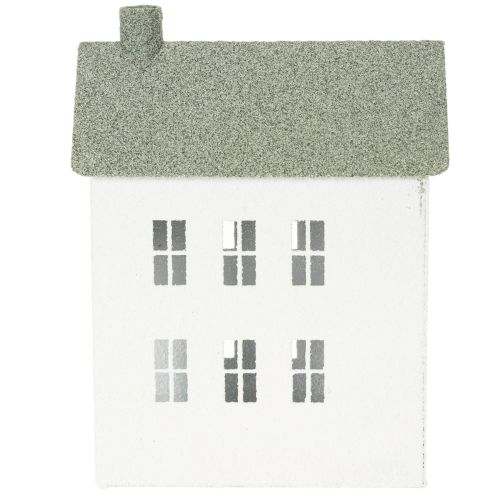 Deko maison en métal blanc avec fenêtres et cheminée 22 cm | Floristik24.fr