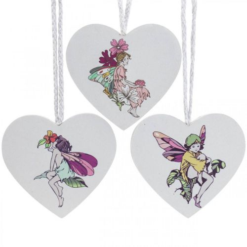 Floristik24 Coeur décoratif à suspendre, décoration pendentif coeur elfe 12cm 6pcs