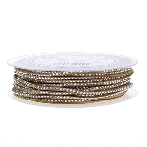 Floristik24 Cordelette décorative cloutée en cuir 3 mm 15 m brun