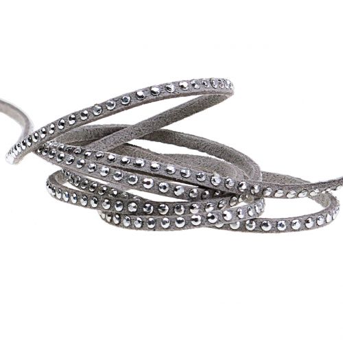 Floristik24 Cordelette décorative cloutée en cuir 3 mm 15 m gris