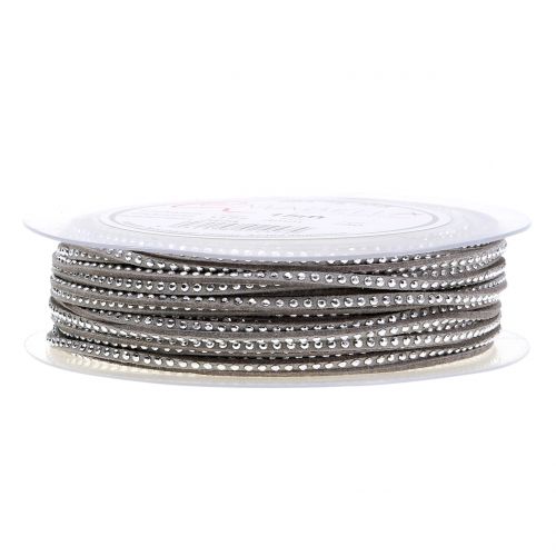 Floristik24 Cordelette décorative cloutée en cuir 3 mm 15 m gris