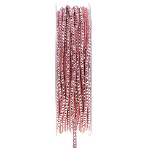 Article Cordelette décorative cloutée en cuir 3 mm 15 m rose