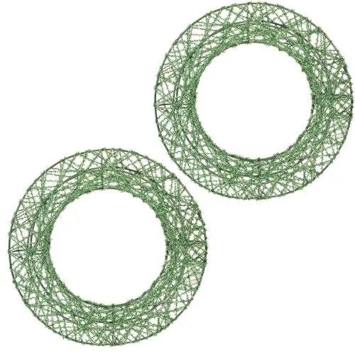 Couronne en maille métallique verte 19 cm pour décoration intérieure - Lot de 2 acheter | Floristik24.fr