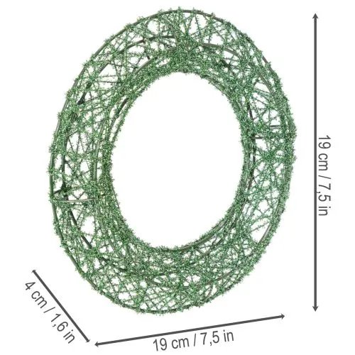 Couronne en maille métallique verte 19 cm pour décoration intérieure - Lot de 2 | Floristik24.fr