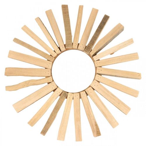 Couronne décorative couronne en bois motif soleil rustique vintage Ø40cm
