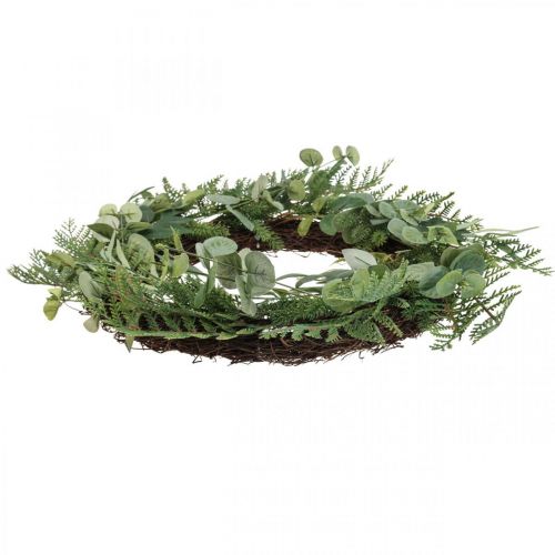 Article Couronne décorative couronne artificielle eucalyptus sapin olive Ø45cm