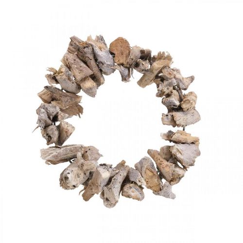 Floristik24 Couronne décorative couronne naturelle racine bois déco nature blanc Ø26cm