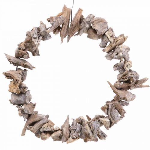 Floristik24 Couronne déco couronne naturelle racine bois déco nature blanc Ø35cm