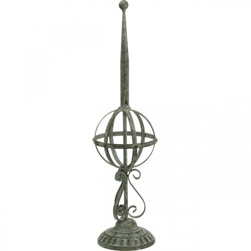 Objet déco, porte-couronne, décoration métal gris, marron, blanc shabby chic H62,5cm Ø16cm