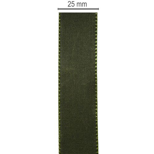 Ruban en taffetas brillant vert 25 mm x 50 m pour décoration | Floristik24.fr