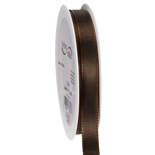 Ruban décoratif en taffetas marron 15 mm 10 m pour décoration intérieure
