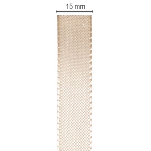 Ruban décoratif satin beige 15 mm 50 m | Floristik24.fr