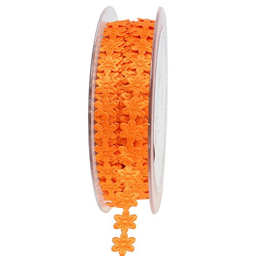 Floristik24 Ruban décoratif avec fleur 1cm orange 20m