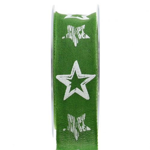 Ruban de décoration en jute avec motif étoile vert 40mm 15m