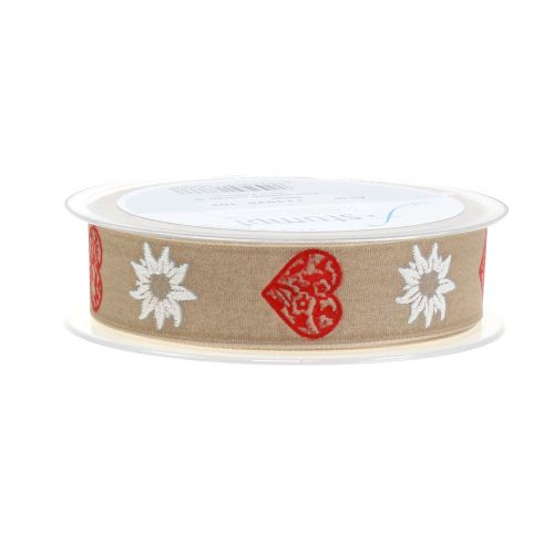 Floristik24 Ruban décoratif avec edelweiss nature 25mm 20m