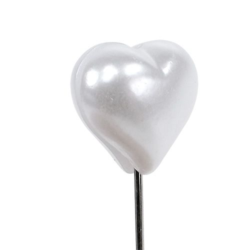 Floristik24 Épingle de cœur en blanc 1,5cm 36P