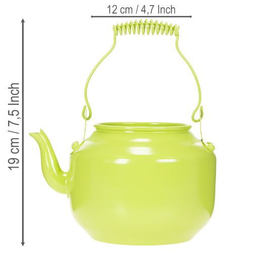 Théière décorative en métal vert pomme pour fleurs et décoration intérieure | Floristik24.fr