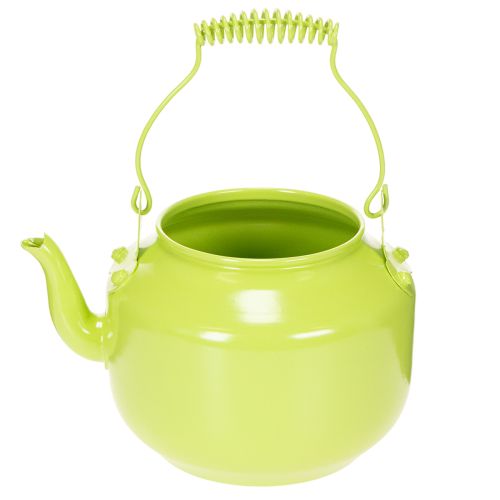 Théière décorative en métal vert pomme pour fleurs et décoration intérieure | Floristik24.fr