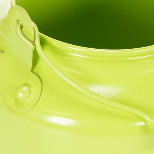 Théière décorative en métal vert pomme pour fleurs et décoration intérieure | Floristik24.fr