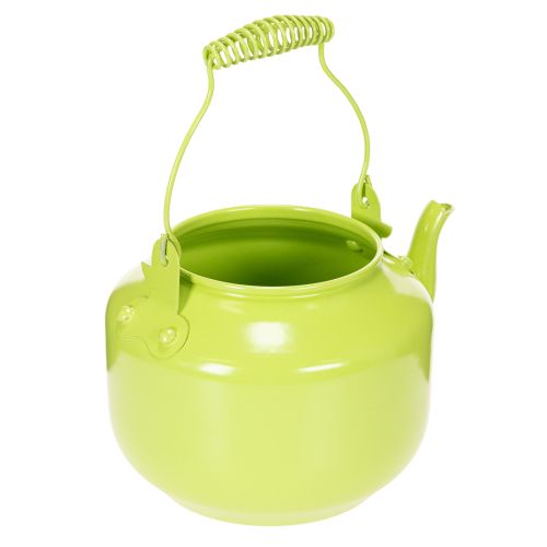 Théière décorative en métal vert pomme pour fleurs et décoration intérieure | Floristik24.fr