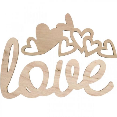Article Coeurs &quot;Love&quot; décoration en bois naturel avec signe de décoration aimanté 20,5/25cm 6 pièces