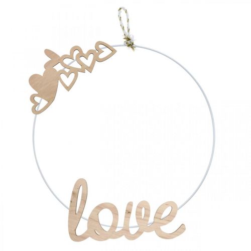 Article Coeurs "Love" décoration en bois naturel avec signe de décoration aimanté 20,5/25cm 6 pièces