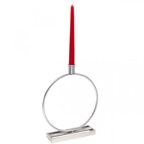 Floristik24 Anneau décoratif bougeoir métal argenté antique Ø25cm H30.5cm