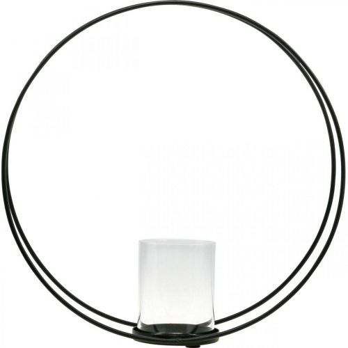 Article Anneau décoratif lanterne métal bougeoir noir Ø35cm