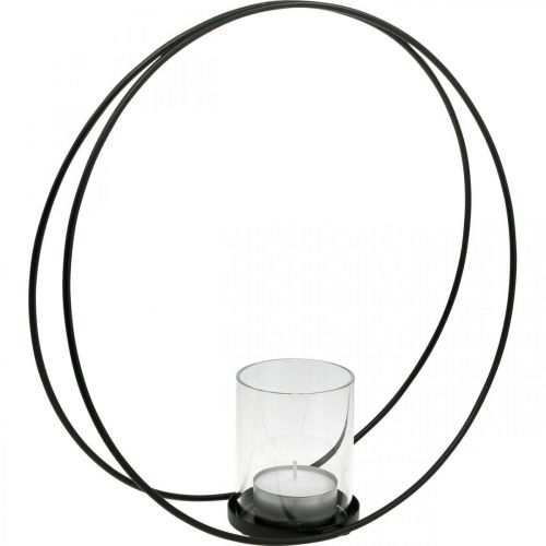 Article Anneau décoratif lanterne métal bougeoir noir Ø35cm