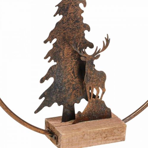 Floristik24 Décoration de Noël sapin cerf métal bois socle Ø38cm