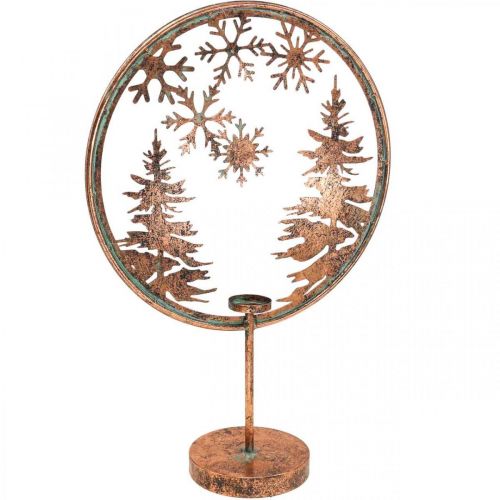 Anneau décoratif Noël Hiver base photophore forêt Ø37.5cm
