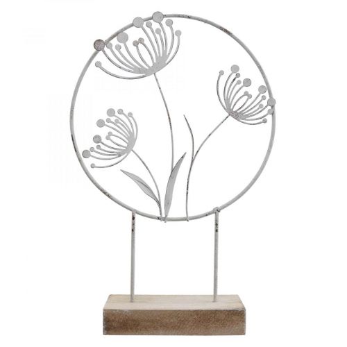 Anneau déco de printemps Métal Blanc Sur socle Ø20cm H32cm