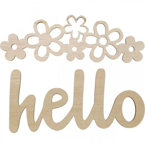 Floristik24 Décoration en bois fleurs &quot;Hello&quot; signe déco nature avec aimant 18/19.5cm 6pcs