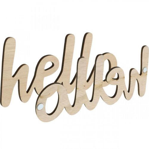 Article Décoration en bois fleurs "Hello" signe déco nature avec aimant 18/19.5cm 6pcs