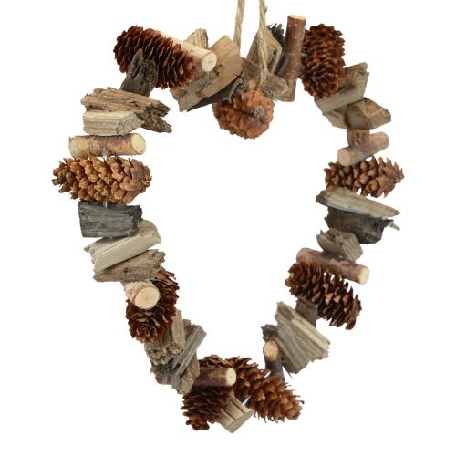 Article Anneau décoratif coeur décoration suspendue cônes décoratifs en bois décoration naturelle Ø20cm