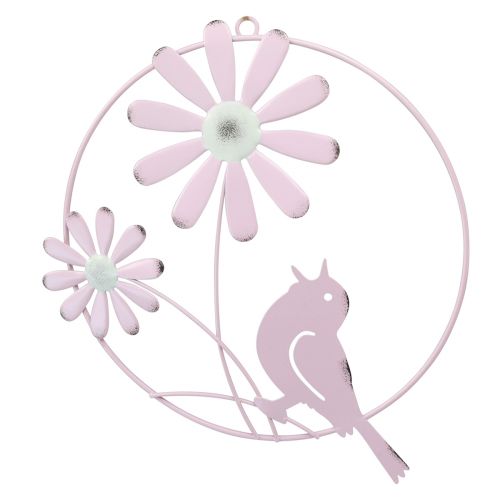 Article Anneau Décoratif Métal Décoration Suspendue Fleurs Rose Ø23cm 4 Pcs