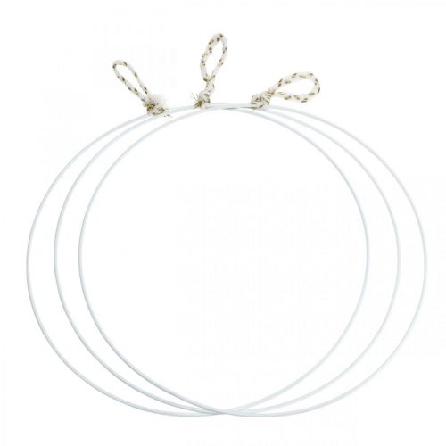 Floristik24 Anneau décoratif métal blanc pour suspendre anneau métallique Ø38cm 3 pcs