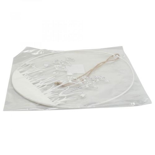 Floristik24 Anneau décoratif métal blanc déco fleur pré printemps déco Ø22cm