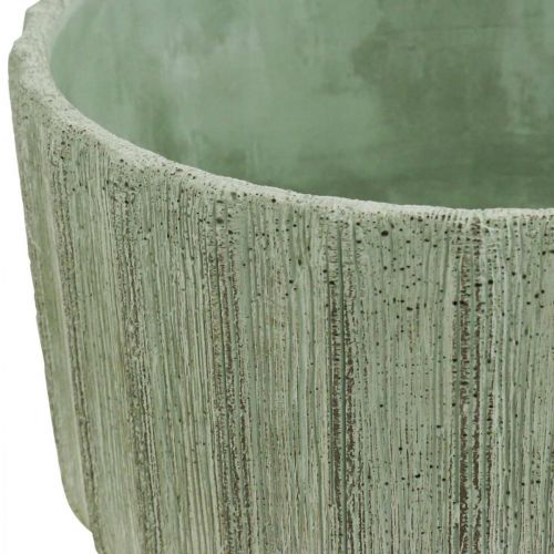 Article Bol décoratif en céramique verte rayé rétro Ø20cm H11cm