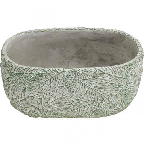 Floristik24 Bol décoratif céramique ovale vert blanc gris branches de sapin L22.5cm
