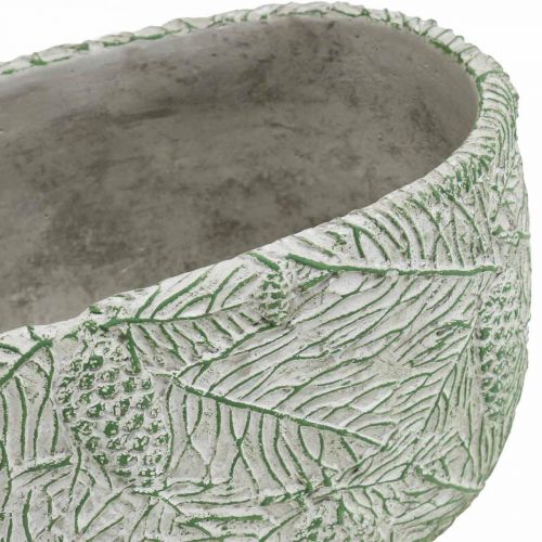 Floristik24 Bol décoratif céramique ovale vert blanc gris branches de sapin L22.5cm
