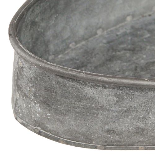 Floristik24 Bol déco douille métal ovale gris L33cm/31cm lot de 2
