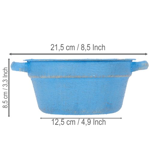 Article Bol/pot décoratif, métal bleu, style shabby chic, Ø 17 cm, H 8,5 cm