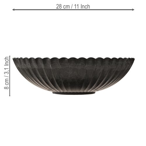 Article Bol décoratif rond anthracite avec rainures Ø28cm