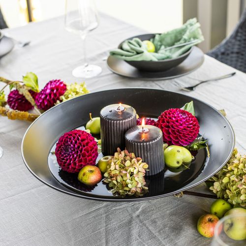 Floristik24 Bol décoratif en métal bol rond en métal noir avec socle Ø40cm