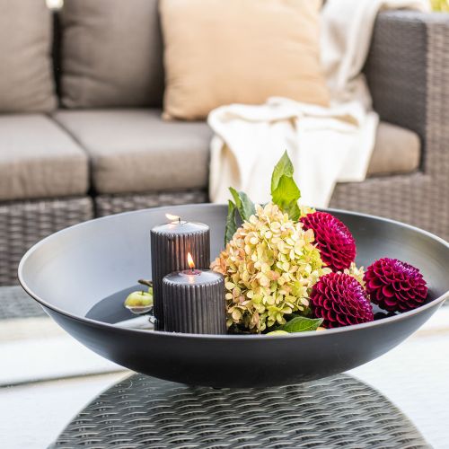 Floristik24 Bol décoratif en métal bol rond en métal noir avec socle Ø50cm