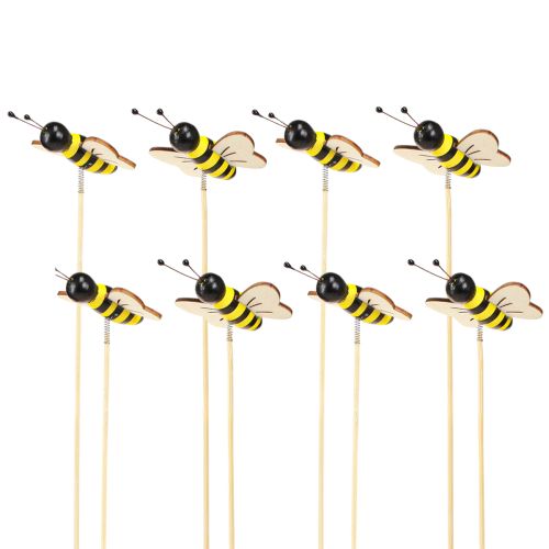 Article Bouchon décoratif abeilles décoration bois noir jaune 6cm H35cm 8 pièces