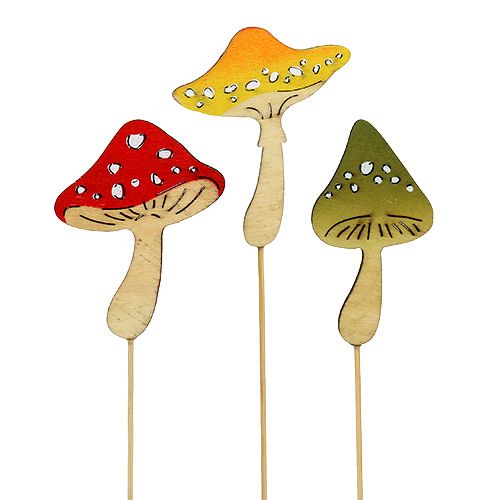 Champignons Décoratifs Décoration D'automne Champignons Rigolos 7/9cm H13cm 2pcs